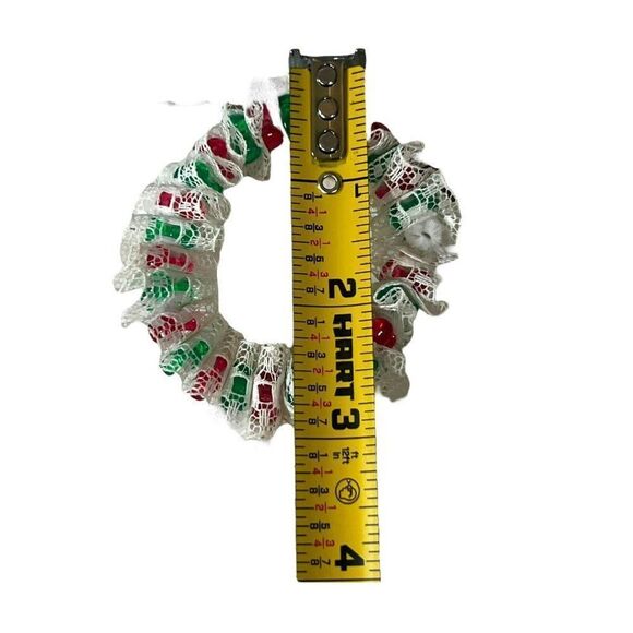 Beaded Lot 5 Handmade Christmas Ornaments Angels Santa Candy Cane Wreath Retro - Picture 11 of 15